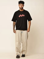 BLACK DICEY RAGLAN TEE